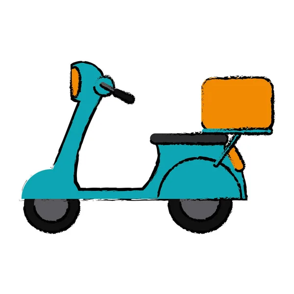 Verde moto scooter entrega comida dibujo — Vector de stock