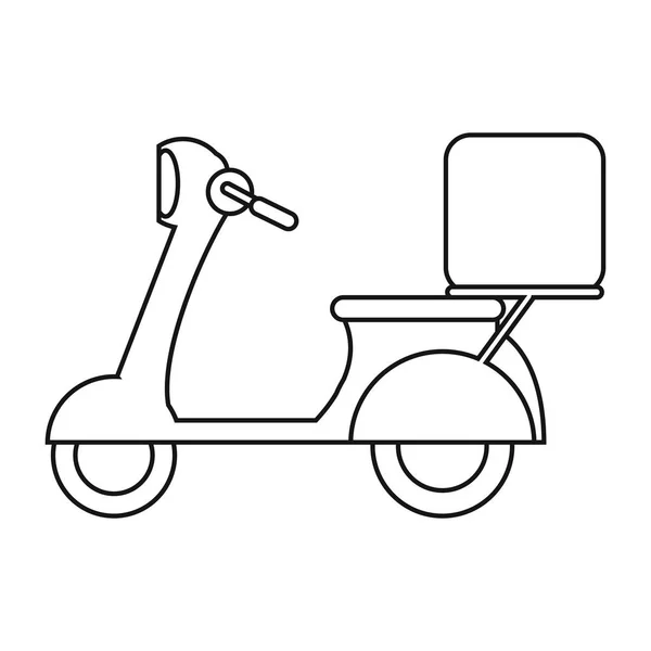 Moto scooter livraison nourriture contour — Image vectorielle