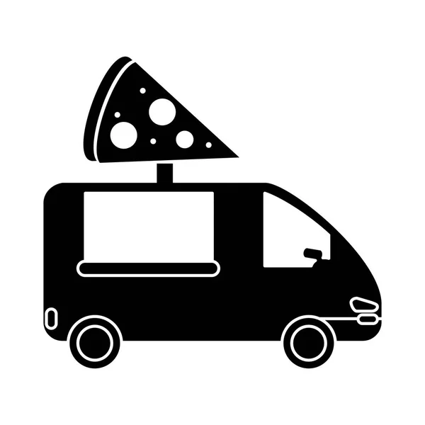 Pizzalieferwagen Fast Food Piktogramm — Stockvektor