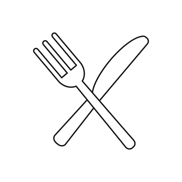 Utensilios cocina tenedor cruzado y el contorno de la cuchilla — Vector de stock