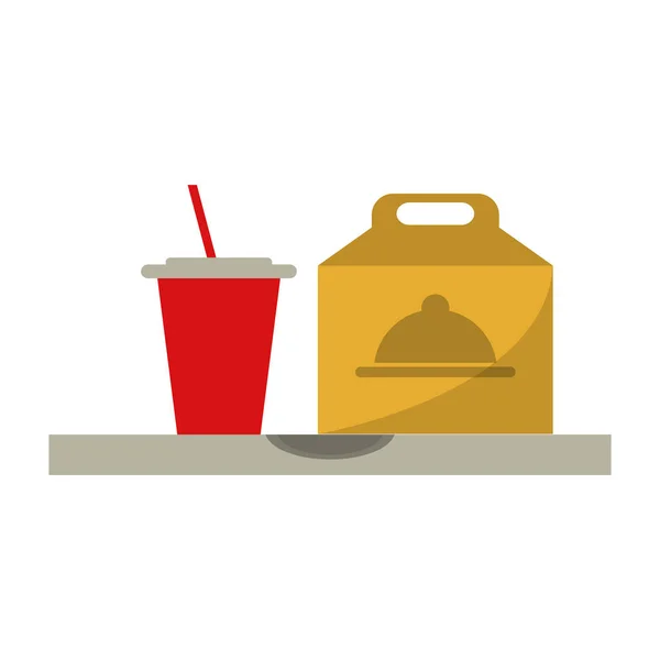 Fast Food Take Out Box und Plastikbecher Soda — Stockvektor