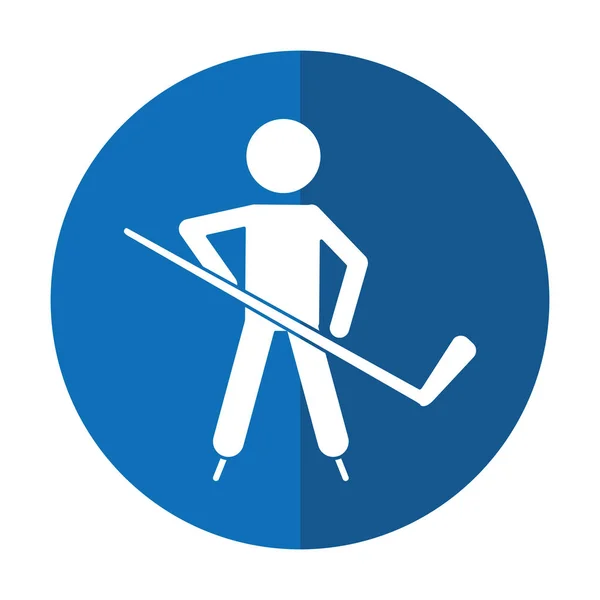 Personnage joueur de hockey patinage ombre — Image vectorielle