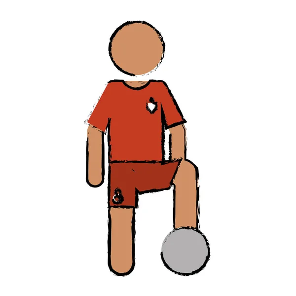 Dibujo carácter fútbol jugador uniforme — Vector de stock