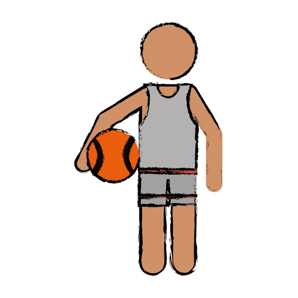 図面の文字プレーヤー バスケット ボール — ストックベクタ