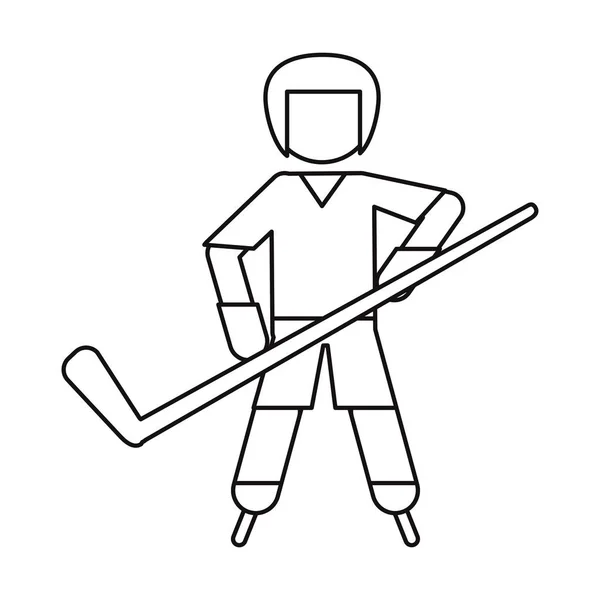 Character hockey player skating ouline — Stock Vector