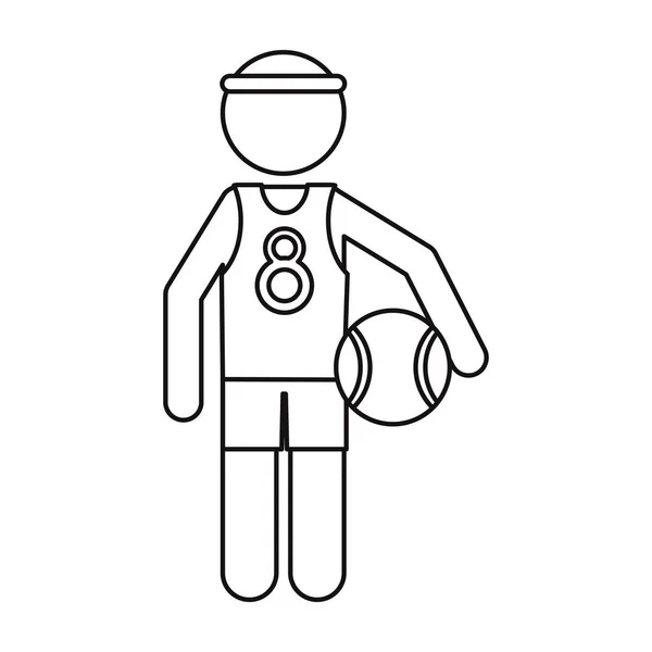 Joueur de personnage basket avec bandeau ouline — Image vectorielle