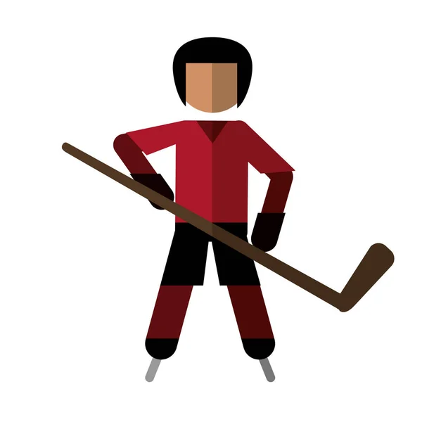 Teken hockeyspeler schaatsen — Stockvector