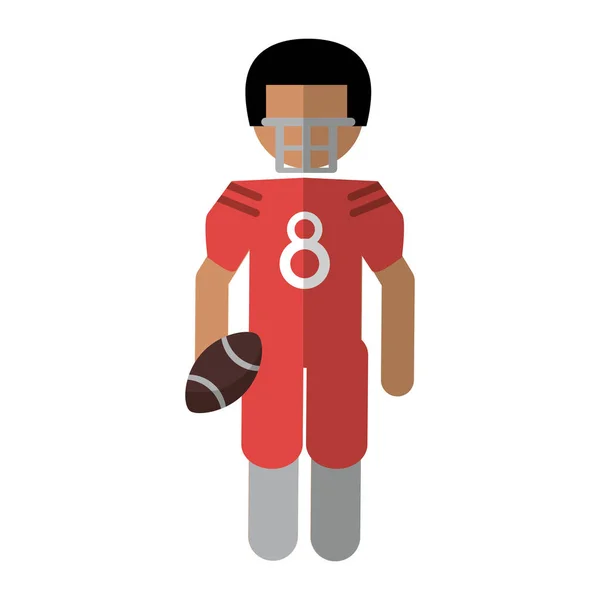 Jogador de futebol americano com capacete e bola — Vetor de Stock