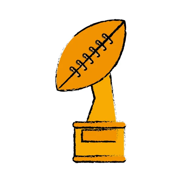 Drawing trophy winner ball shape american football — Stock Vector
