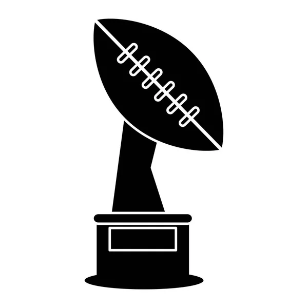 Silueta trofeo ganador bola forma americano fútbol — Vector de stock
