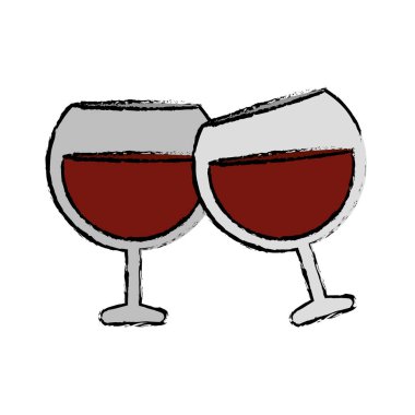 iki bardak brendi içecek alkol çizim