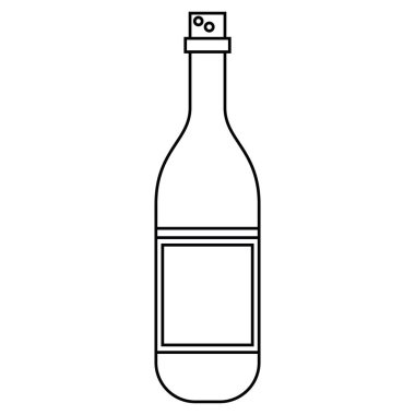 cork boş etiket anahat ile şarap şişesi