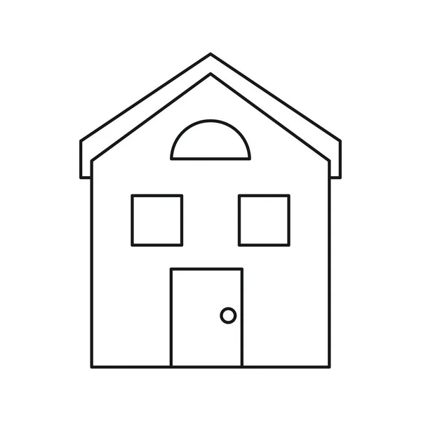 Haus Struktur Fenster Stil Umriss — Stockvektor