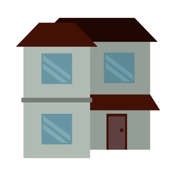 Дом два этажа из окон коричневая крыша — стоковый вектор