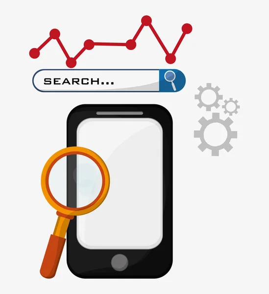 Smartphone wyszukiwania narzędzi strategii — Wektor stockowy