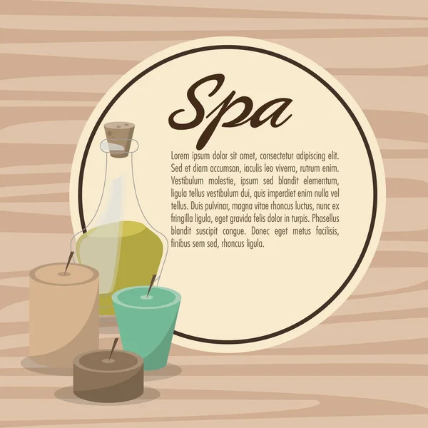 Affiche spa thérapie lotion huile bougies à base de plantes — Image vectorielle