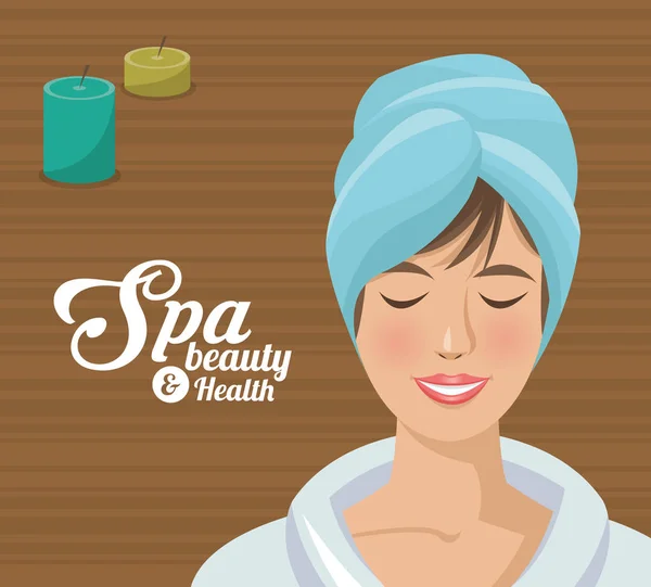 Spa belleza y salud mujer toalla azul — Archivo Imágenes Vectoriales