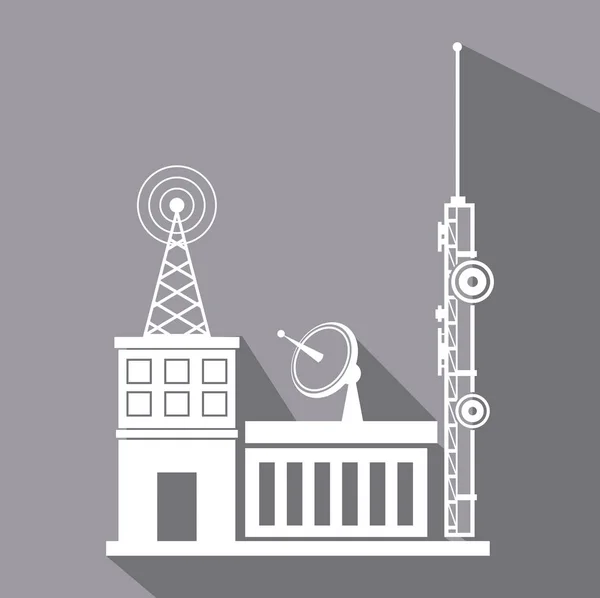 Antennenübertragung Gebäude Satellitensignal — Stockvektor