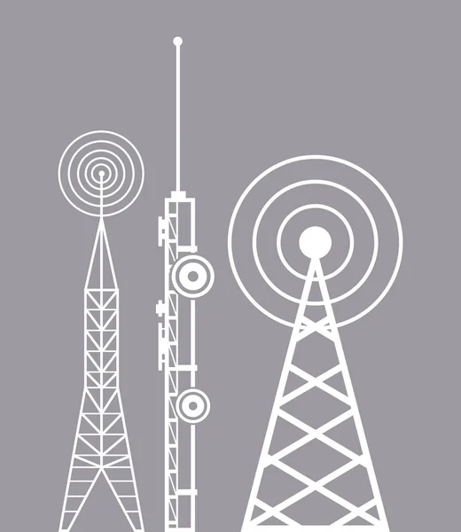 Torres telecomunicação rádio de televisão —  Vetores de Stock