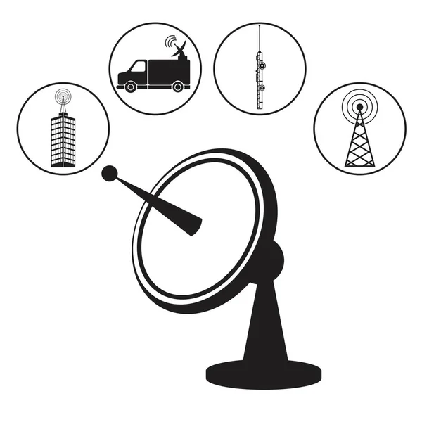 Dish antenna transmitter wireless — Stock Vector