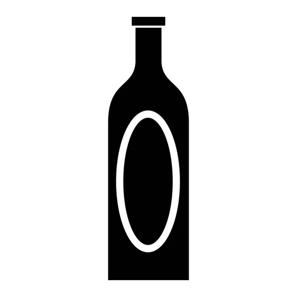 Silhouette Flasche Wein gelbe Kappe leeres Etikett — Stockvektor