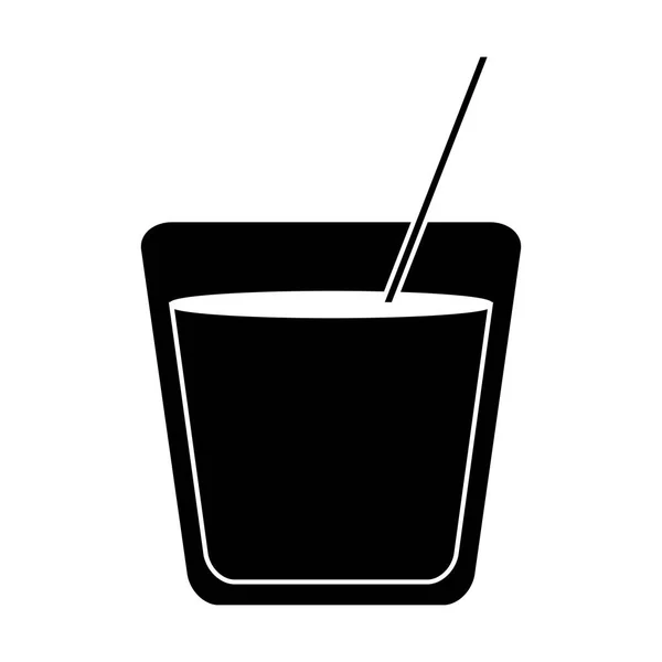 Silueta vidrio cóctel bebida paja — Archivo Imágenes Vectoriales