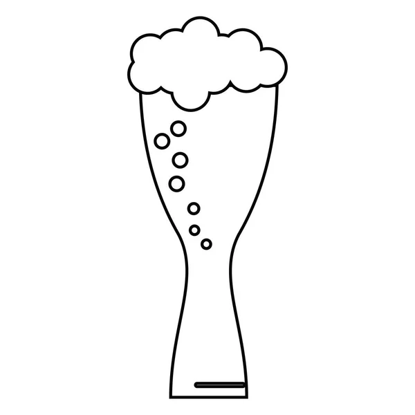 Verre bière légère bulles fraîches contour — Image vectorielle