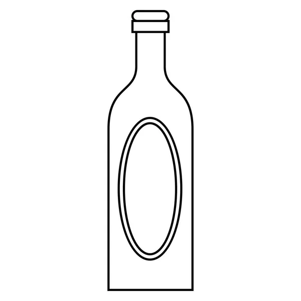 Бутылка вина крышка чистый набросок этикетки — стоковый вектор