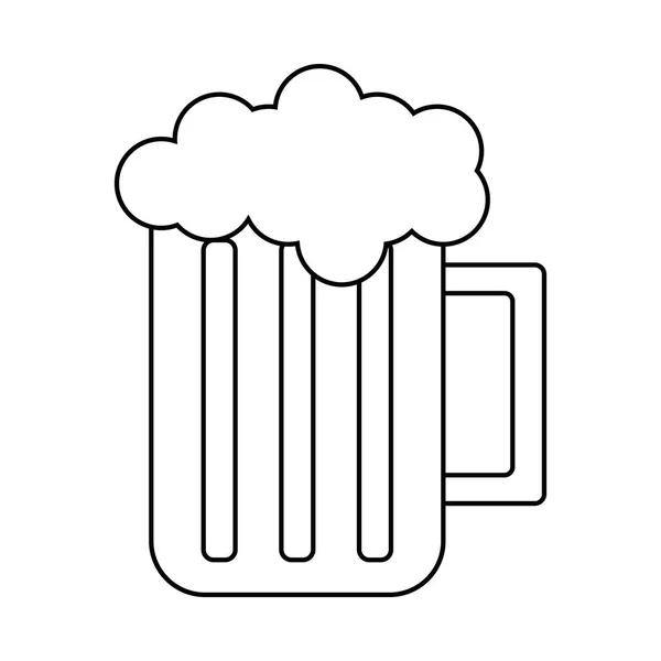 Vidrio cerveza taza espuma fría bebida contorno — Vector de stock