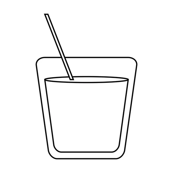 Glas Cocktail Drink Stroh Umriss — Stockvektor