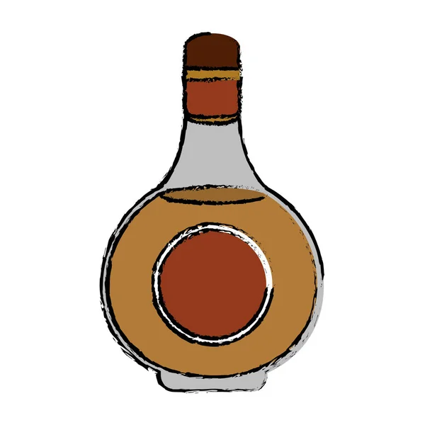 Desenho conhaque garrafa alcochol bebida estilo — Vetor de Stock