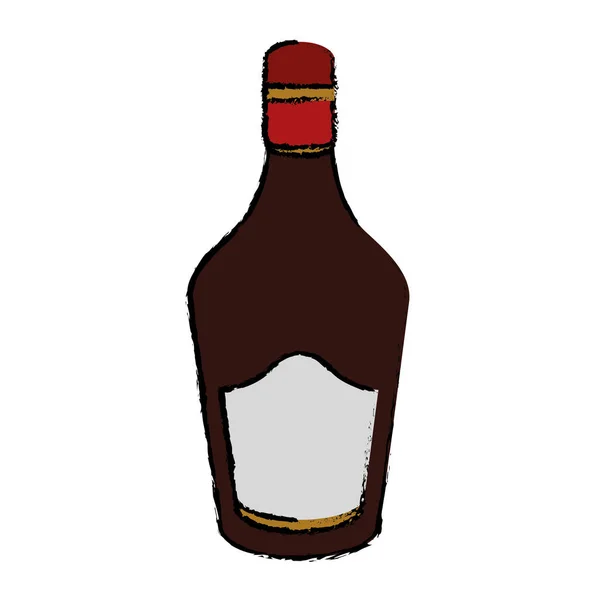 Zeichnung Flasche Sahne Whisky Likör-Ikone — Stockvektor