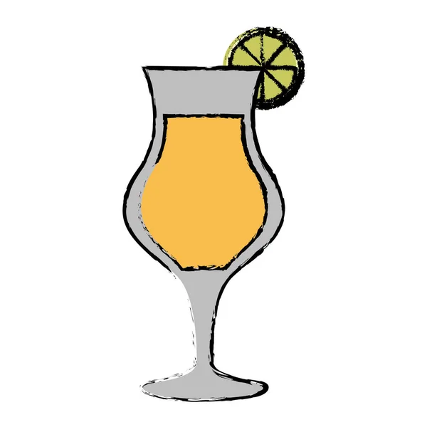 Çizim kokteyl cam bardak kireç alkollü içecek — Stok Vektör