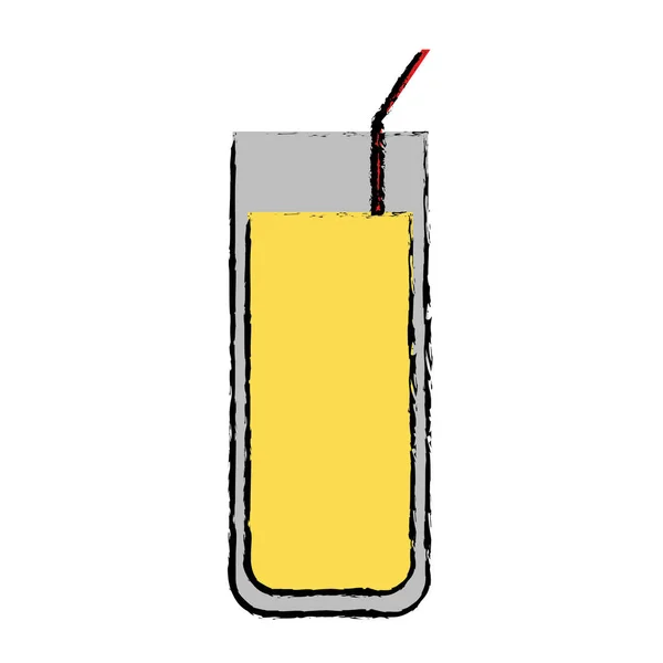 Dibujo cóctel copa de vidrio partido paja — Vector de stock