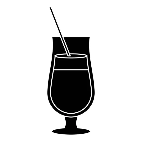 Sylwetka koktajl alkoholu popularny napój słomy — Wektor stockowy