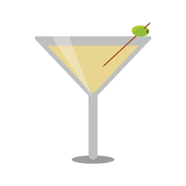 Glas-Cocktail Martini mit Oliven — Stockvektor