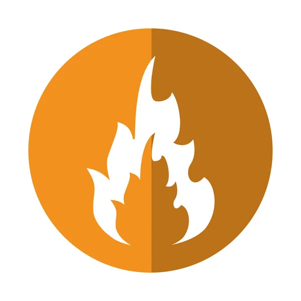 Sıcak alev spurts yangın tasarım sarı daire — Stok Vektör