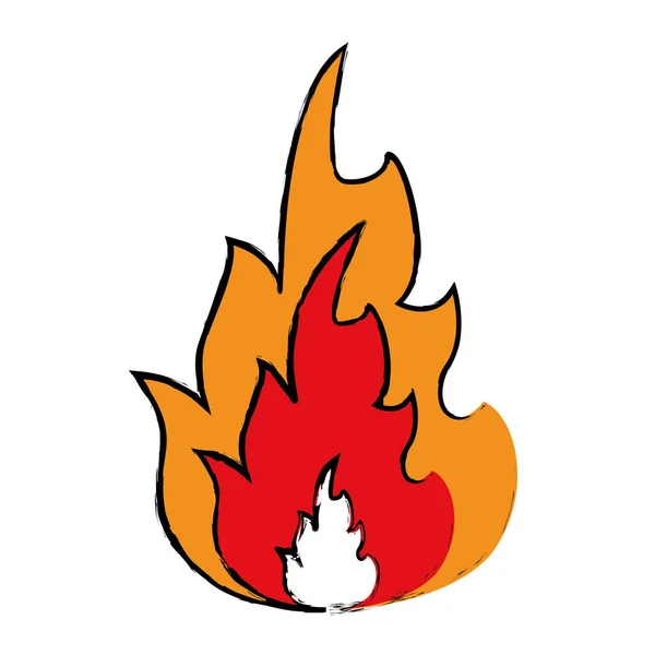 Dibujo caliente llama chorros fuego diseño — Vector de stock