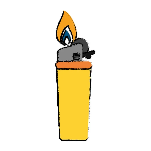 Ritning gul gas lättare lågan ikonen — Stock vektor