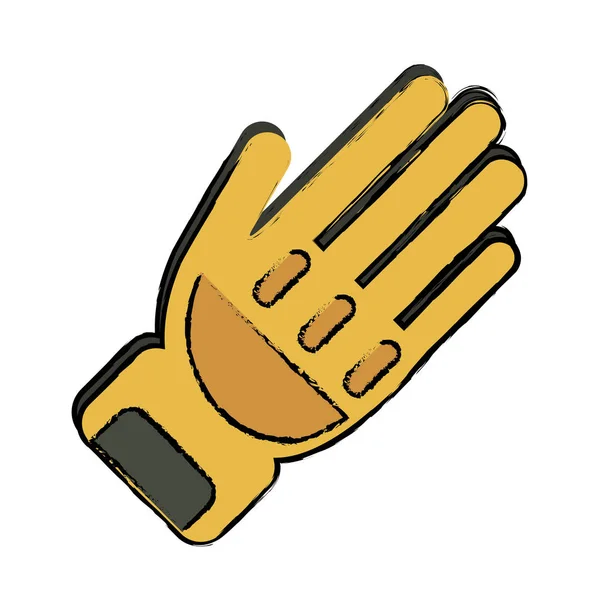 Dibujo guante amarillo protección elementos bombero — Vector de stock