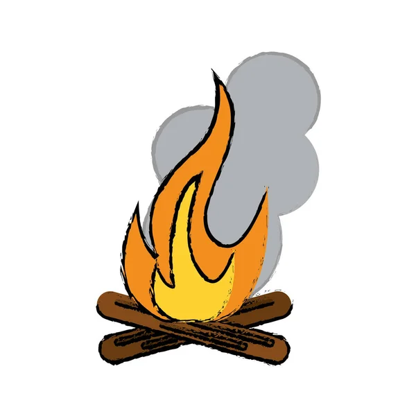 Rysunek drewna ognisko camping — Wektor stockowy