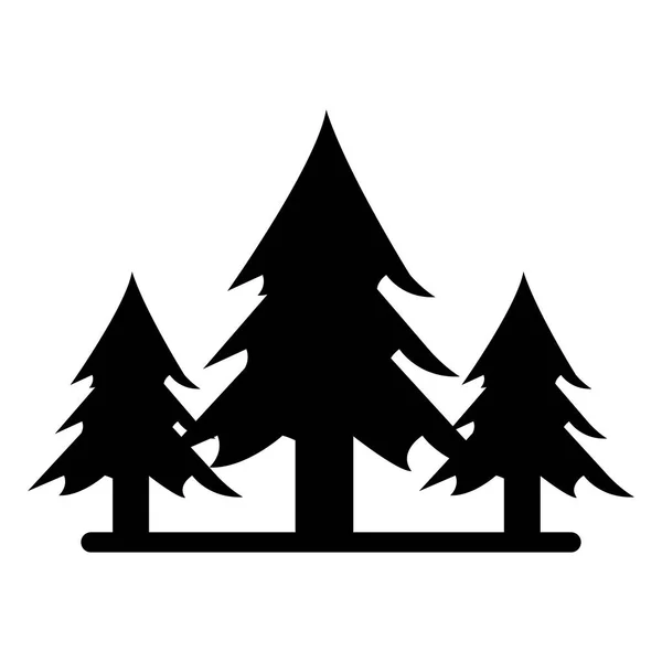 Silueta pinos silvestres árbol del bosque — Vector de stock