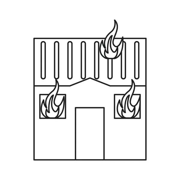 Požár domu vpadne linie střechy windows — Stockový vektor