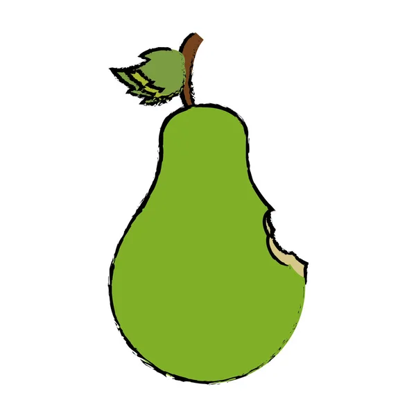 Dibujar mordisquear pera dulce — Vector de stock