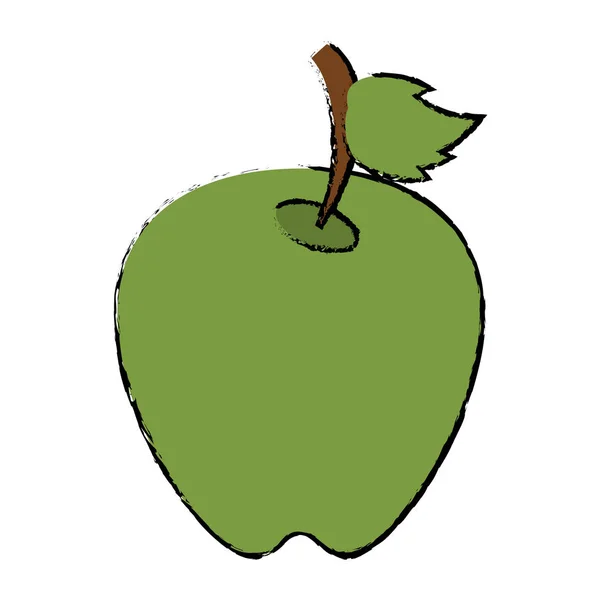 Dessin pomme verte laisser fruit — Image vectorielle
