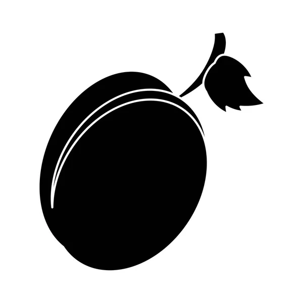 Silhouette plommon ekologisk frukt — Stock vektor