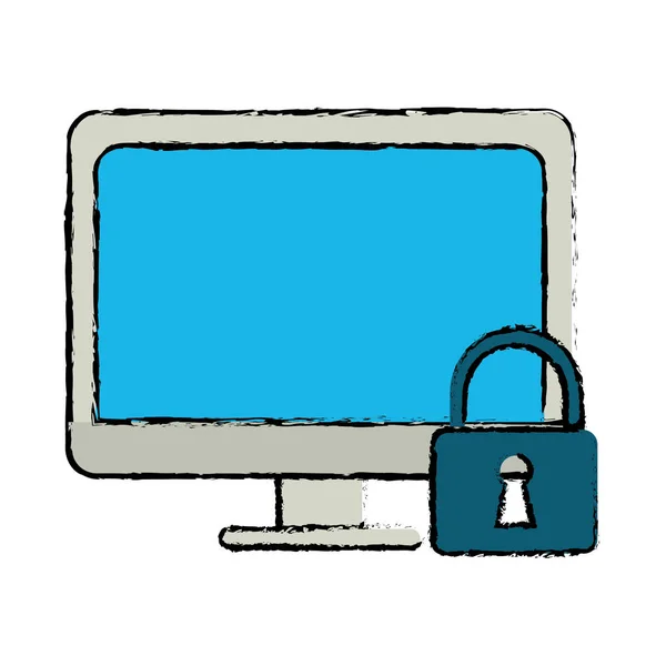 Zeichnung computer internet security system technology — Stockvektor