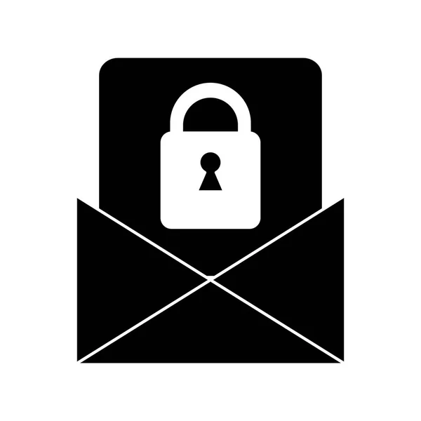 剪影的电子邮件消息安全系统技术 — 图库矢量图片
