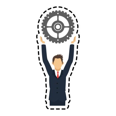 İzole iş adamı ve dişli tasarım