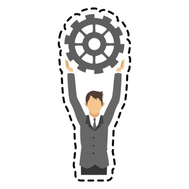 İzole iş adamı ve dişli tasarım